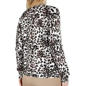 AVA Paige Sweaters Ava Paige Brown White Leopard Print